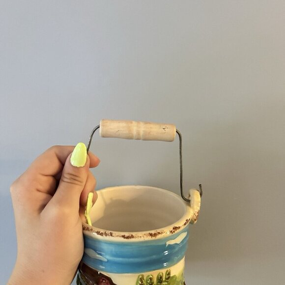 WCL Pottery Bucket Vintage 60s/70s Farm Life Cows Barn Farmer Hand Painted - Picture 5 of 7